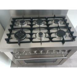 Te koop gasfornuis RvS solitaire 6_pits 90CM oven