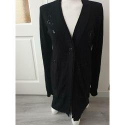 Zwart lang vest met glitter