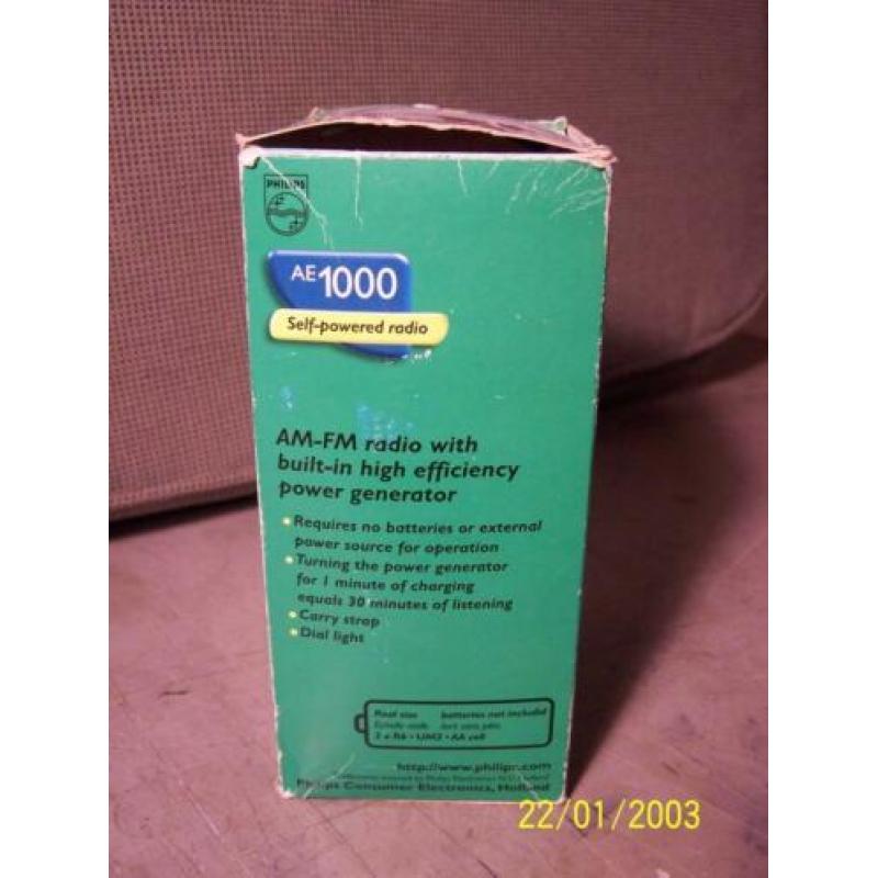 Philips radio, freepowered AE 1000.