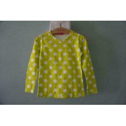 Hema Limegroen Wit Polka Shirt Shirtje Longsleeve, 110, 116