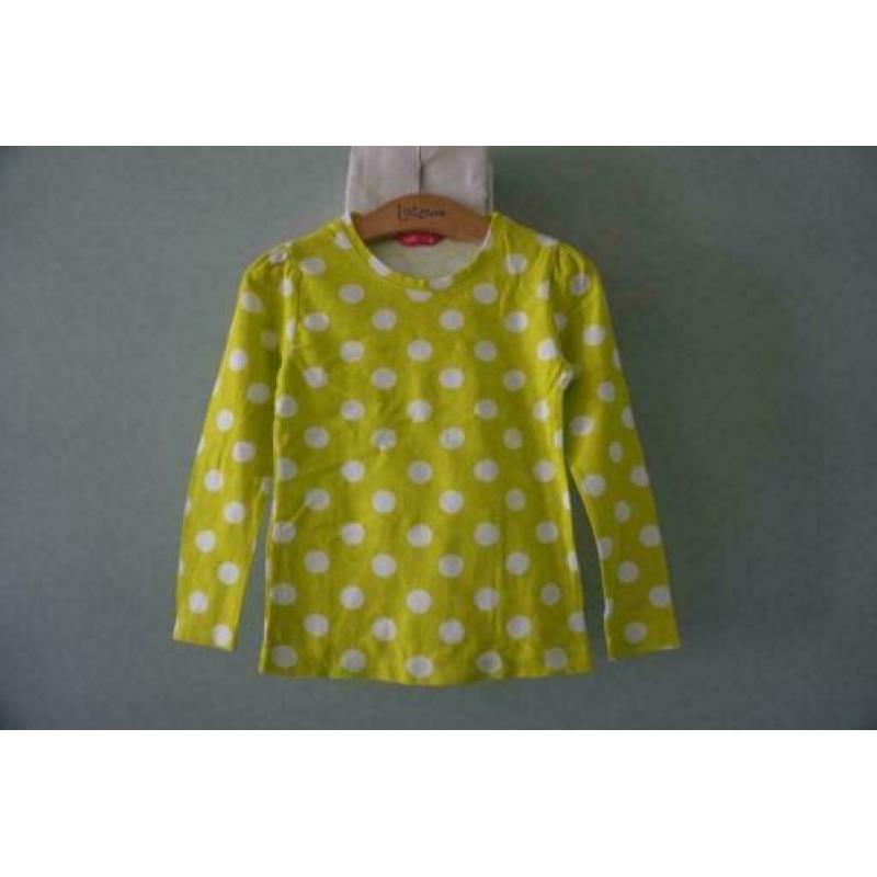 Hema Limegroen Wit Polka Shirt Shirtje Longsleeve, 110, 116
