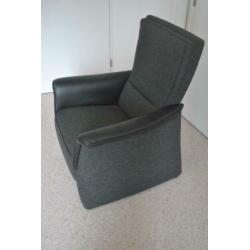 Fauteuil, zwart, stof, leer, als nieuw