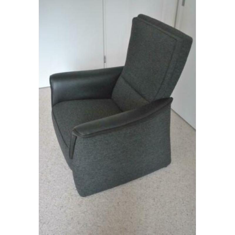 Fauteuil, zwart, stof, leer, als nieuw
