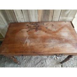 Mooie Antieke sidetable bureau tafel met 2 lade eiken Frans