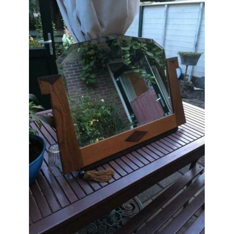 Brocante spiegel met geslepen glas