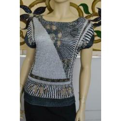 Moooe aparte stof groenvrijs 90s vintage top S