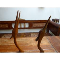 2 vintage houten kraanvogels