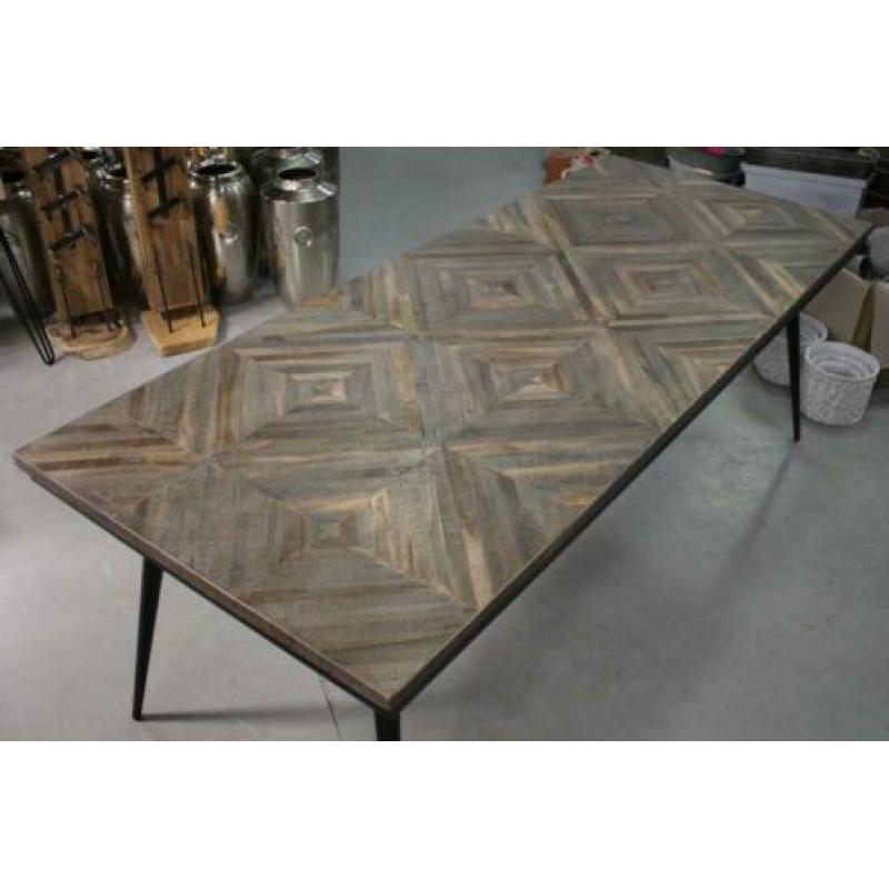 Prachtige eettafel Rhombic BePureHome hout metaal 220 x 90