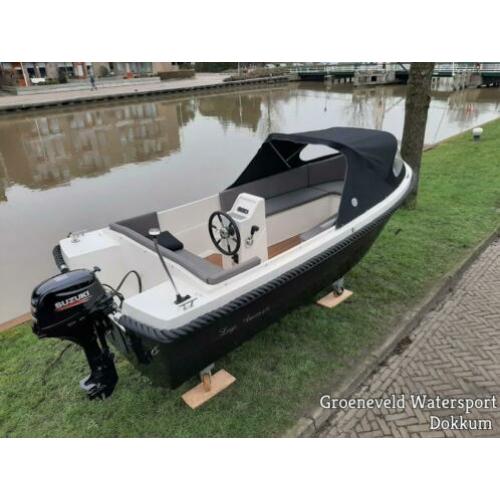 Nieuwe, zeer fraaie, Lago Amore 478 met 9.9 pk Suzuki 4 takt