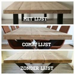 Salontafel steigerhout stalen onderstel X-poten of U-poten