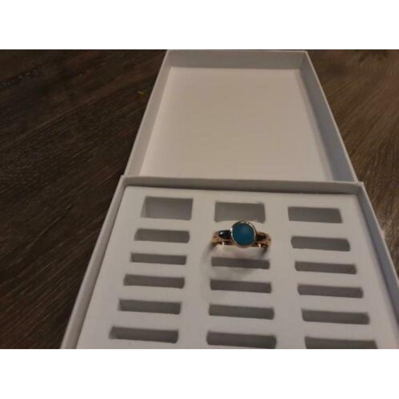 Ixxxi vulling Rose met aqua blauw steen maat 19 nieuw