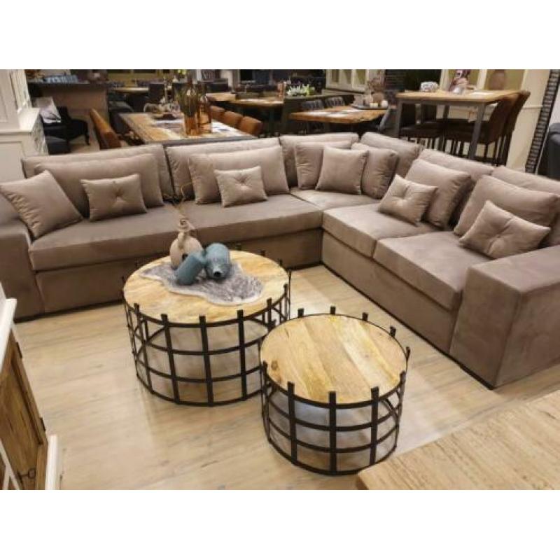 *ACTIE* Set van 2 Industriële Salontafels Rond (3)