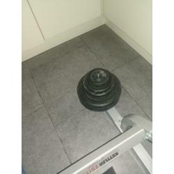 Kettler bankdruk bankje en gewichten + stang