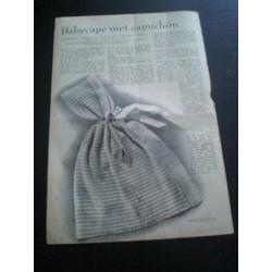 Retro breipatroon van babycape en dames handschoenen