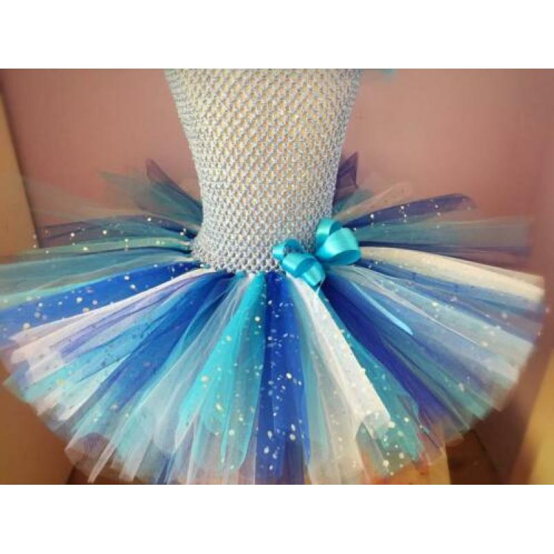 Juniwer Design Blauwe tutu tule jurk 98 104 feest cadeau