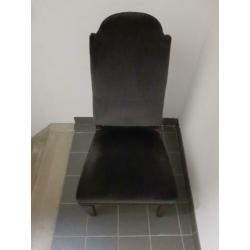 Verkocht! Brocante klassieke stoelen. Antraciet 4 stuks