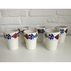 6 x beker boerenbont Boch - stapelbaar