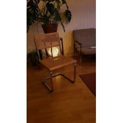 Buisframe stoel chroom rotan hout