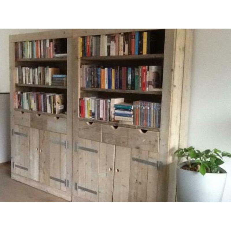 steigerhouten buffetkast,steigerhouten boekenkast