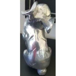 Antiek sculptuur beeld haas zilver/ aluminium is erg zwaar
