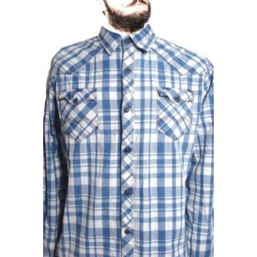 MILLS BROTHERS & CO geruite hemd mt XL licht blauw