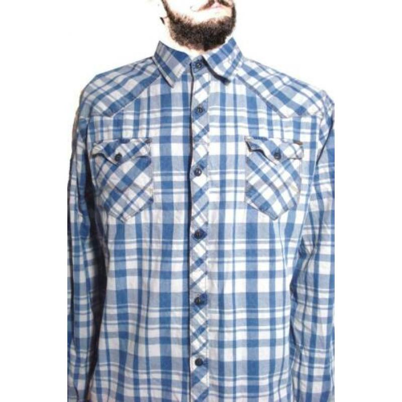 MILLS BROTHERS & CO geruite hemd mt XL licht blauw