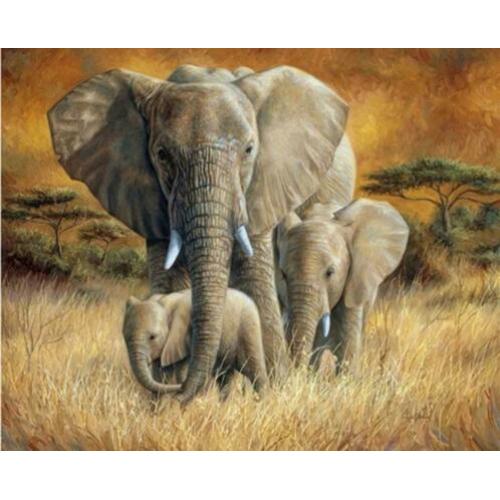 4198 full diamond painting olifant met 2 jongen