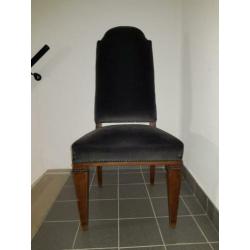 Verkocht! Brocante klassieke stoelen. Antraciet 4 stuks