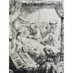 Antieke prent 1904 Rembrandt Het Sterfbed van Maria AFM vel