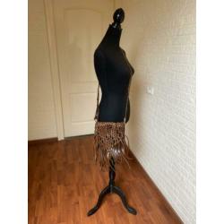 Leren tas met franjes crossbody hippie Ibiza boho bruin