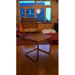Buisframe stoel chroom rotan hout