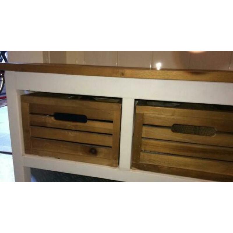 Kastje / TV meubel / dressoirtje wit met teak
