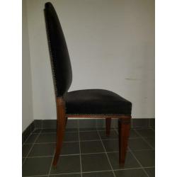 Verkocht! Brocante klassieke stoelen. Antraciet 4 stuks