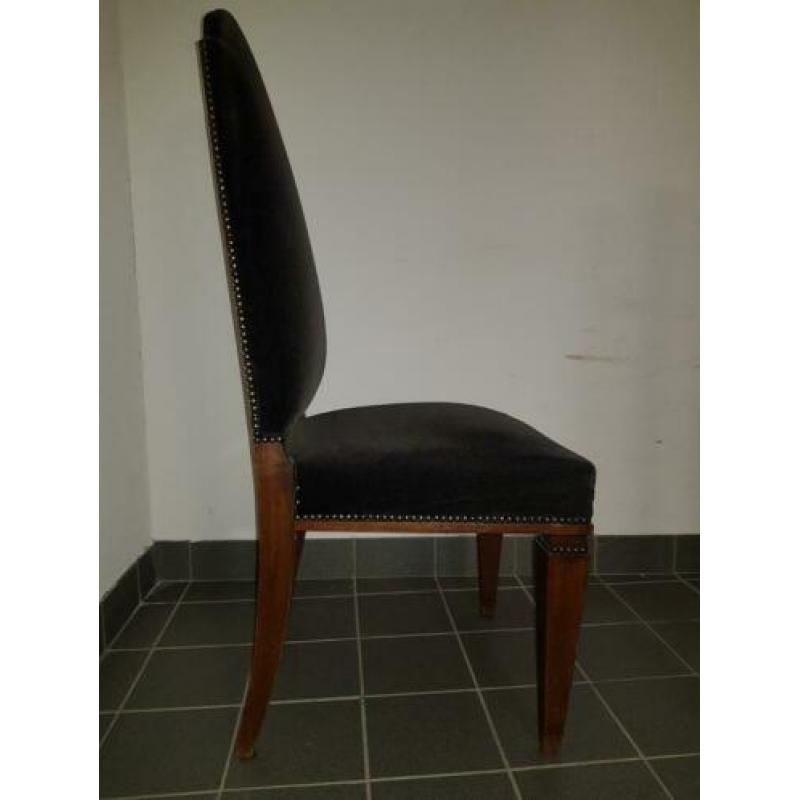 Verkocht! Brocante klassieke stoelen. Antraciet 4 stuks
