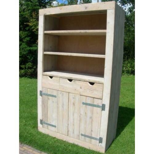 steigerhouten buffetkast,steigerhouten boekenkast