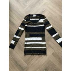 Maria Taylor top groen/wit/donkerblauw maat M