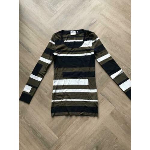 Maria Taylor top groen/wit/donkerblauw maat M