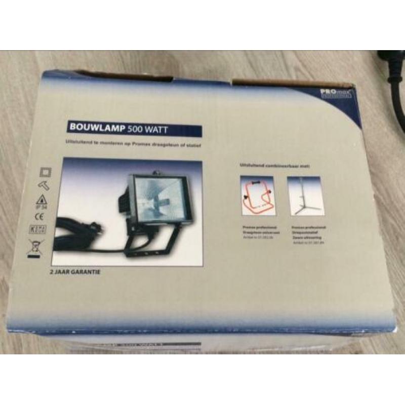 Bouwlamp 500w met statief merk Promax professional