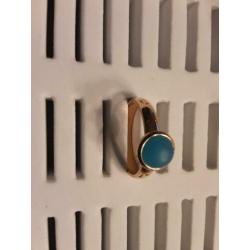 Ixxxi vulling Rose met aqua blauw steen maat 19 nieuw
