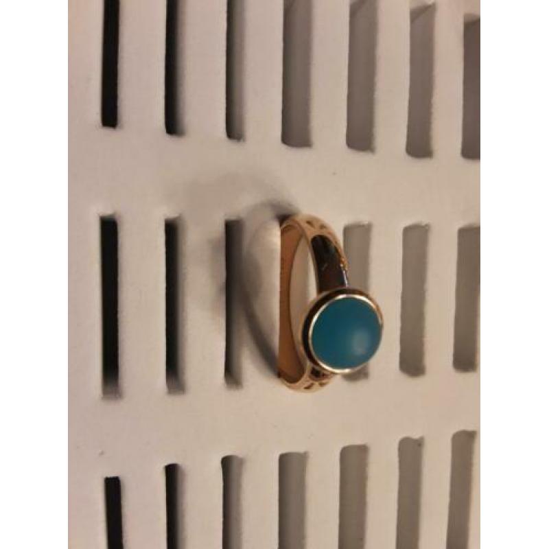 Ixxxi vulling Rose met aqua blauw steen maat 19 nieuw
