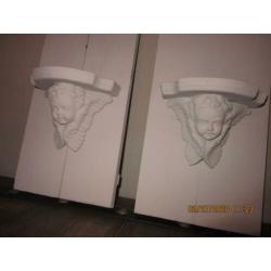 2 brocante Engel Wandornamenten