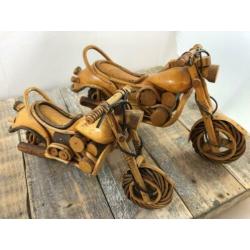 Set handgemaakte houten motoren, lowriders.