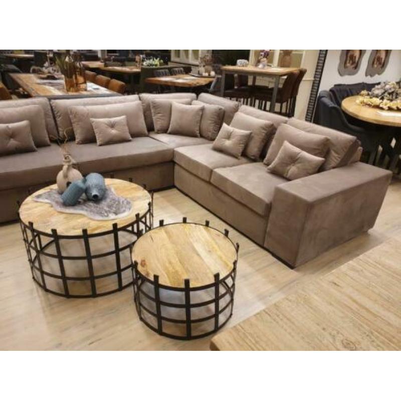 *ACTIE* Set van 2 Industriële Salontafels Rond (3)