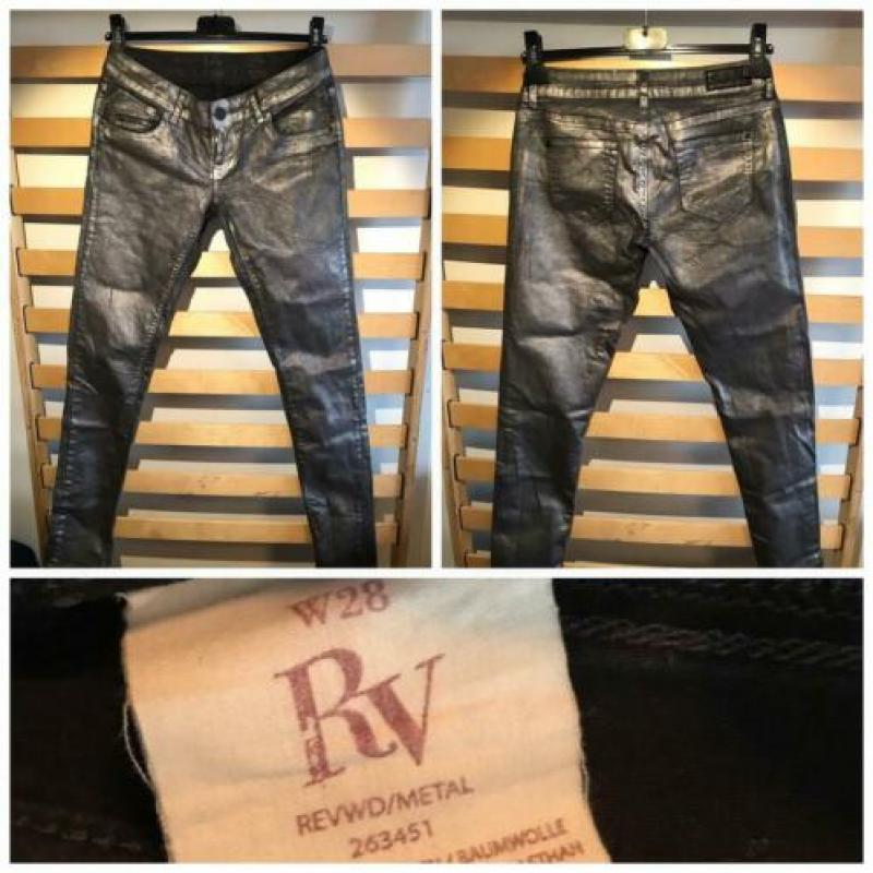Stoere zilver coating broek maat 28 Revelation
