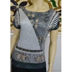 Moooe aparte stof groenvrijs 90s vintage top S