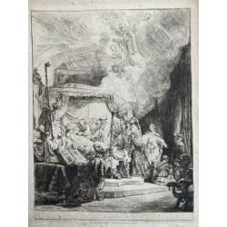 Antieke prent 1904 Rembrandt Het Sterfbed van Maria AFM vel