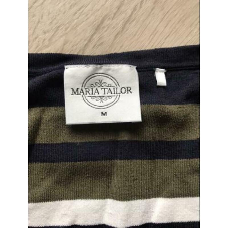 Maria Taylor top groen/wit/donkerblauw maat M