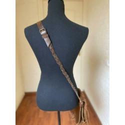 Leren tas met franjes crossbody hippie Ibiza boho bruin