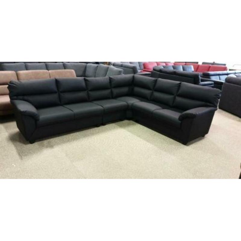 &340 zwart leder italiaans hoekbank