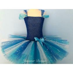Juniwer Design Blauwe tutu tule jurk 98 104 feest cadeau